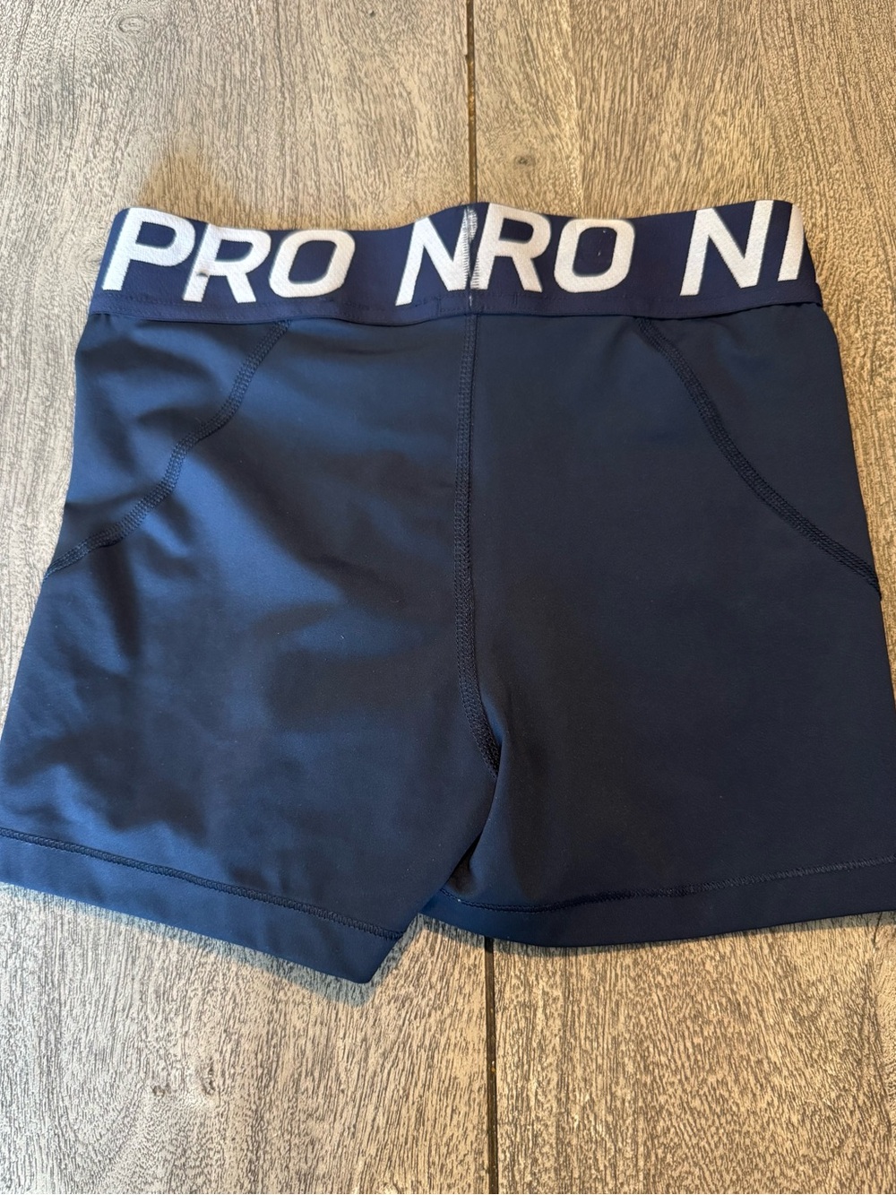 Nike Pro Navy Blue Women's Athletic Shorts with Branded Waistband - Picture 2 of 2
